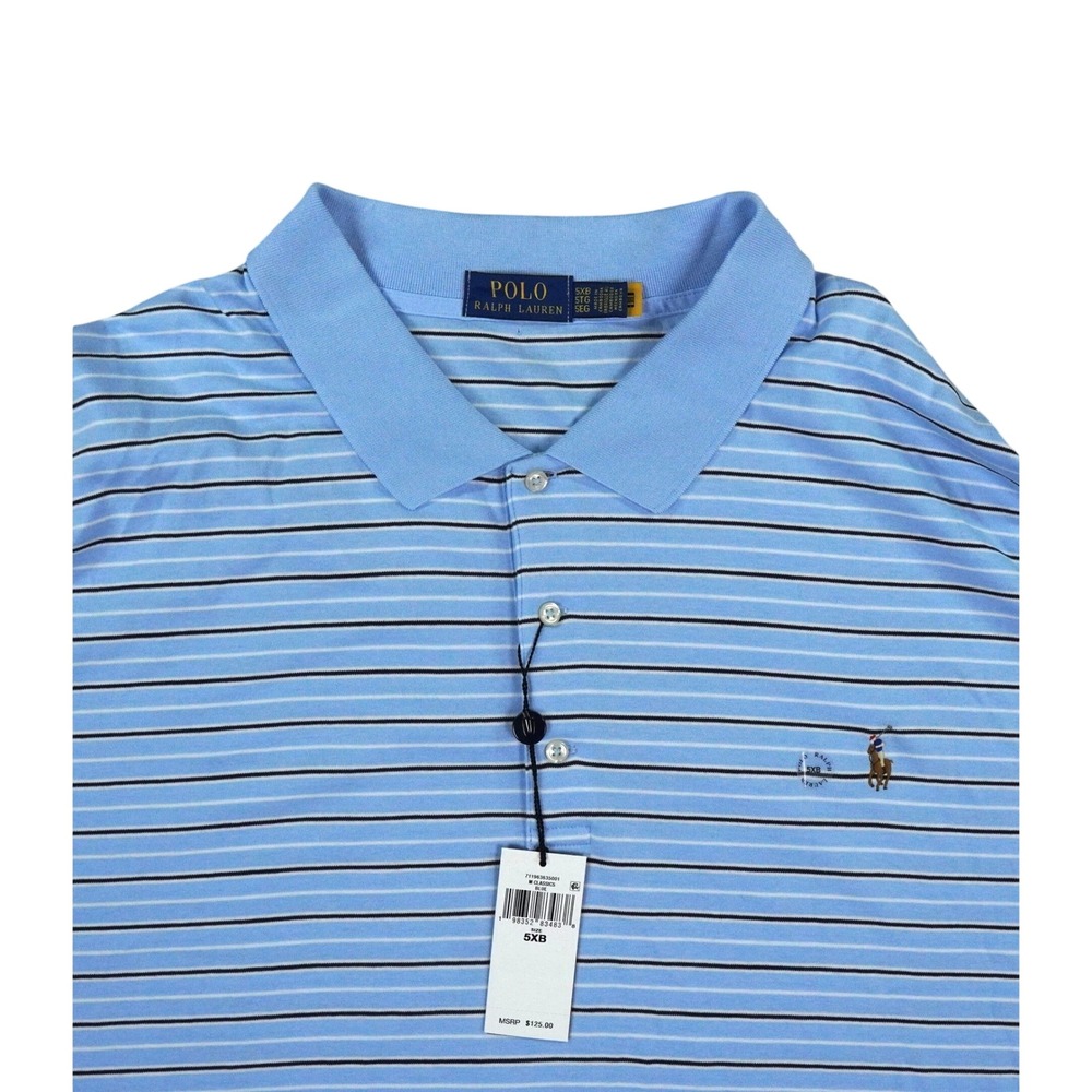 Polo Ralph‎ Lauren Polo Shirt Mens 5XB Blue Striped Logo Big & Tall Streetwear